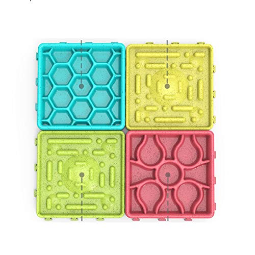 emily pets 4-in-1 Combined Dog Slow Feeder Lick Mat with Suctions Dog Bathing Grooming Distraction Slow Feed Tray Dog Snuffle Mat (Green)