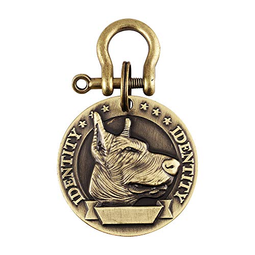 Emily Pets Brass Round Shape Dog Print Collar Tag Cum Collar Charm for Dog & Puppy