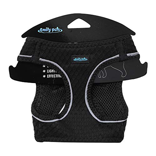 Emily Pets Dog Harness - All Weather Mesh, Step in Adjustable Harness for Small and Medium Dogs (XSmall,Black)