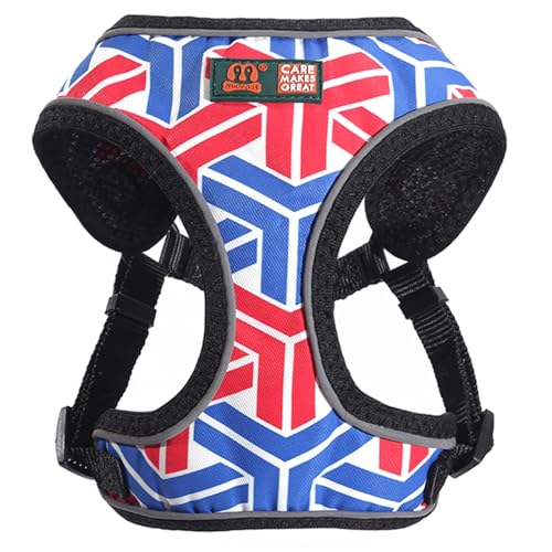 Cature Care by Nature Dog Harness Nylon Reflective Dog Cat Harness Vest Printed French Bulldog Harness Puppy Small Medium Dogs Cats Harness for Dogs and Cats (Blue, M)