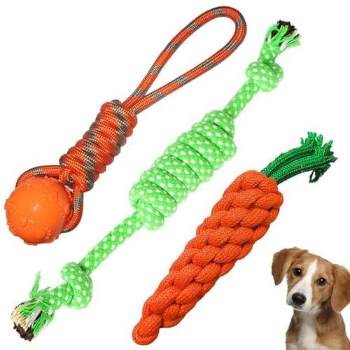 Cature Rope Toys, Puppy Chew Teething Rope Toys Set of 3 Durable Cotton Dog Toys for Playing and Teeth Cleaning Training Toy for Dog & Puppies (Pack of 3, Multi Color)(Combo8)