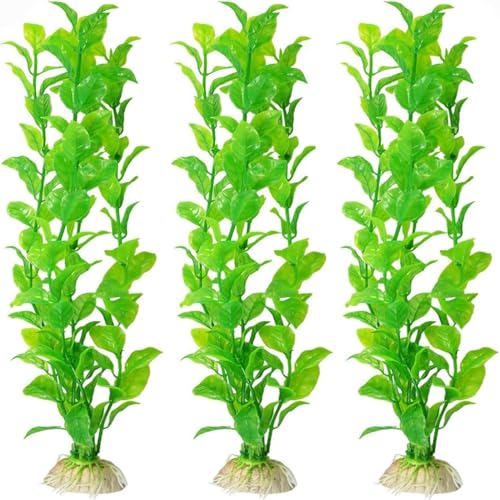 Cature Aquarium Plant Set, Resin Aquarium Decorations, Tall Artificial Aquarium Fake Plants, Fish Tank Decorations for Plastic Plants for Fish Tank 3 Pcs
