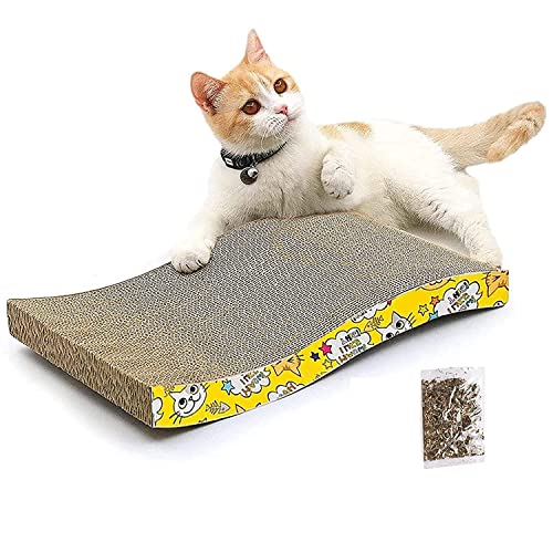 Cature Care by Nature Cat Scratcher Cardboard Reversible Scratching Pad Recyclable Corrugated Scratch Toy with Wave Shape Cat Scratch Lounge for Furniture