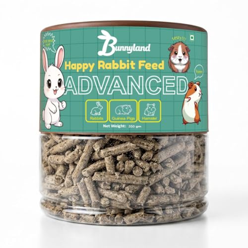 Bunnyland Advanced Rabbit Feed | High-Fiber, 100% Natural Pellet Food for Rabbits, Guinea Pigs, and Hamsters | Healthy Daily Diet (350g)