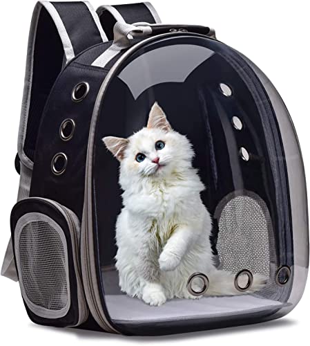 Emily Pets Pet Carrier Backpack for Cats and Puppy Small Dogs Space Capsule Transparent Breathable, Airline Approved Max Capacity 13 lbs (Black : Color)