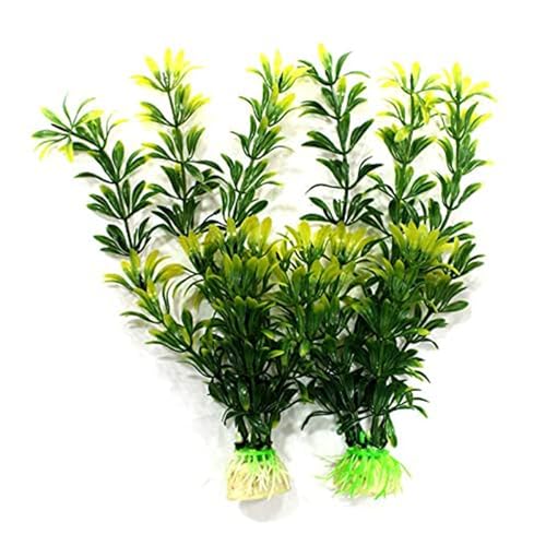 emily pets Artificial Seaweed Water Plants for Aquarium Decorations (Green & Yellow, Pack of 2)