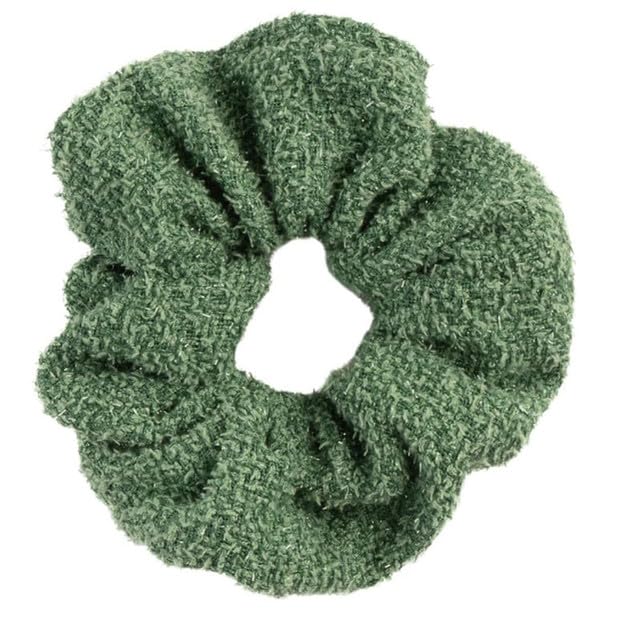 F DREAM 1pc Women's Sparkly Wide Scrunchies, Fashion Hair Accessories,Hair Ties, Hair Band, Ponytail Holder, Hair Scrunchies Rubber Bands for Women/girls (Green)