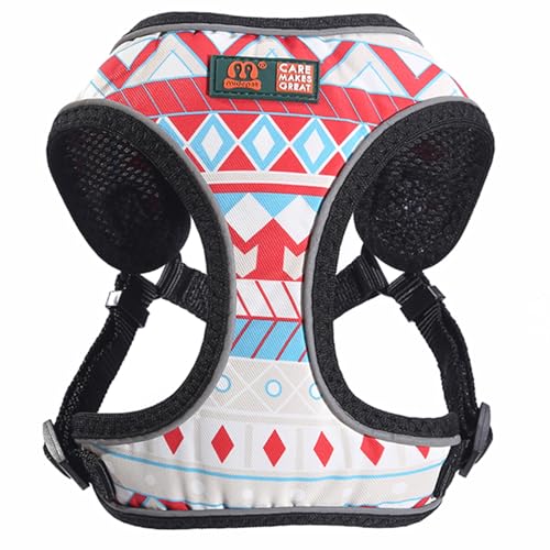 Emily Pets Dog Harness Nylon Reflective Dog Cat Harness Vest Printed French Bulldog Harness Puppy Small Medium Dogs Cats Harness for Dogs and Cats (Grey, L)