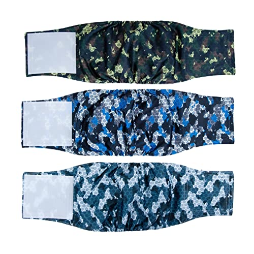 Pet Soft Washable Belly Bands (Pack of 3) - 2021 Latest Washable Male Dog Diapers, Comfort Reusable Male Dog Belly Wraps Diapers for Doggy Puppies(S, Army)