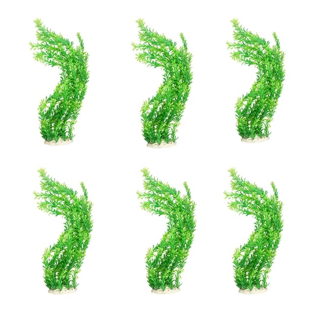 Cature Plastic Aquarium Plant Set, 14 Inch High Green Water Grass Lifelike Attractive Decoration, Fish Tank Plant Decoration, Artificial Water Plants for Aquarium, 6 PCS