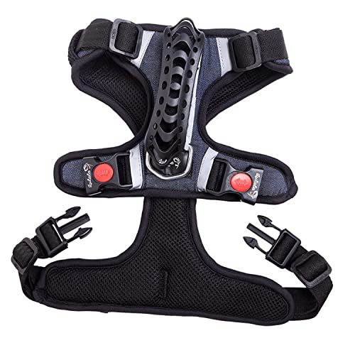Lulala Dog Harness Pet Harness Adjustable Outdoor Pet Vest Reflective Oxford Material Vest for Dogs Easy Control for Small Medium Large Dogs (S,Denim)