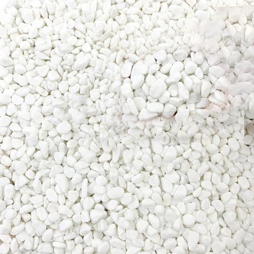 Cature Care by Nature White Polished Gravel Stones for Fish Tank Fillers, Assorted Crushed Stone Pieces for Vases Fillers Plants Home Decor Pebble Stones (4.9kg)(0.9-1.2Cm)