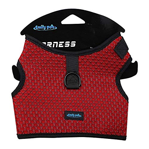Emily Pets Pet Adjustable Soft Vest Harness for Puppy (M, RED)