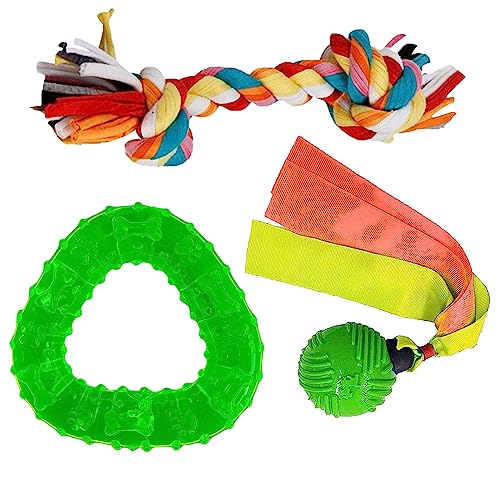Cature Pack of 3 Dog Toys, Toy for Small,Medium, and Large Breed Size Dogs with Interactive Dog Rope Toys, Squeaky Dog Plush Toy Chew Toys for Teething and Training (Combo 8)