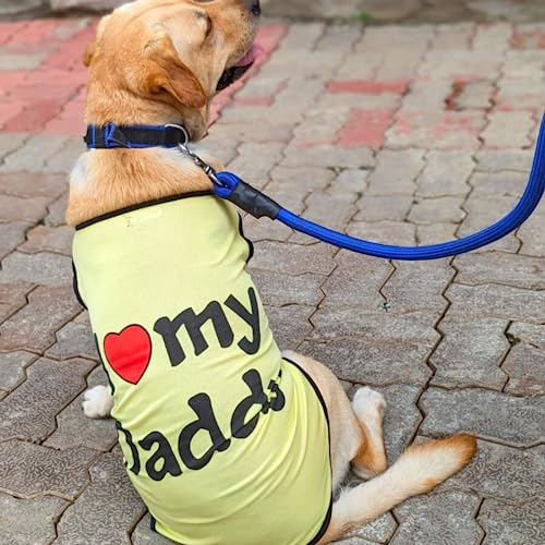 Lulala Pet t-Shirt Printed Round Neck Sleeveless Dog Vest Tank T-Shirt/Tees Apparel/Clothes/Tees Gift for Small Medium and Large Dogs Cats Yellow (12 Inch)